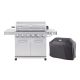 Monument Grills 6-Burner Propane Gas Grill in Stainless with LED Controls, Side Burner, Rotisserie Kit, and Grill Cover