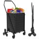 Damodpoy 19.5 in. Shopping Cart, Extra Large Foldable Shopping Tool Cart with Dual Basket, Liner and 360¬∞ Rolling Swivel Wheels
