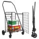 Damodpoy 19 in. Shopping Cart, Extra Large Foldable Shopping Tool Cart with Open Door and 360¬∞ Rolling Swivel Wheels