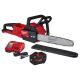 Milwaukee M18 FUEL 14 in Top Handle 18V Lithium-Ion Brushless Cordless Battery Chainsaw & 16 in Chainsaw, 12.0 Ah Battery, Charger