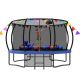 Noble House Lorien 12 ft. Outdoor Recreational Pumpkin Trampoline for Kids with Safety Enclosure Net, Ladder and flag parts, Blue