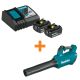 Makita 18V LXT Lithium-Ion Battery and Rapid Optimum Charger Starter Pack (4. 0Ah) with bonus 18V LXT Brushless Leaf Blower
