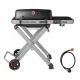 FEASTO Roamer Series Portable Propane Gas Grill in Black with Regulator Hose for Conversion from 1 lb. to 20 lbs.