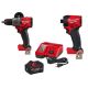 Milwaukee M18 FUEL 18V Lithium-Ion Brushless Cordless 1/2 in. Drill/Driver w/ Impact Driver & Battery/Charger Starter Kit