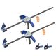 VEVOR Bar Clamps Set for Woodworking, 24 in. One-Handed Quick-Grip F-Clamp, 340 lbs. Load, Plastic, Blue+Black (2-Piece)