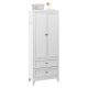 Damodpoy 13.8 in. W 2-Drawer 2-Door White Metal Freestanding Storage Cabinet with Adjustable Shelves, Heavy-Duty Lockers