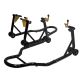 Busdays Black Motorcycle Stand Lift 440 lbs. Front/Rear Combo: Front Wheel Fork Stand + Rear U+K Fork Swingarm Spool Stand
