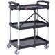 Unbranded 25.62 in. Foldable Utility Service Tool Cart, 3 Shelf 165 lb. Heavy Duty Plastic Rolling Cart with Lockable Wheels