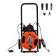 SKYSHALO Drain Cleaning Machine 50 ft. x 3/8 in. Sewer Snake Machine Auto Feed, Drain Auger Cleaner 4 Cutter and Air-Activated