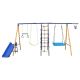 maocao hoom Outdoor 7 in 1 Swing Set for Kids Backyard with Slide, 2 Swing Seats, 1 Climbing Net & Ladder, 1 Gym Ring, 1 Basket