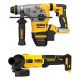 DEWALT 20V MAX XR Cordless Brushless 1-1/8 in. SDS Plus L-Shape Rotary Hammer and 4-1/2 in. Angle Grinder (Tools Only)