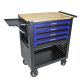 Damodpoy 17.9 in. W 4 Drawer Rolling Black Tool Cabinet with Lock, 4 Wheels Tool Carts with Workbench, Push Rod, Tray and Shelf