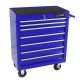 Damodpoy 12.9 in. W 7 Drawer Rolling Metal Blue Tool Cabinet with Lock, 4 Wheels Tool Carts with Workbench and Push Rod