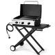 Karl home 3 Burner Foldable Portable Propane Grill in Black Flat Top Gas Grill with Wheels and Lid for Outdoor Cooking Camping
