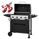 Royal Gourmet 4-Burner Propane Gas Grill with Side Burner and Hooks, 49,000 BTU, 625 Sq. In. Cooking Area, Black, for Outdoor