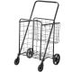 Damodpoy 21.94 in. W Folding Shopping Cart, Extra Large Shopping Tool Cart with Double Baskets and 360¬∞ Rolling Swivel Wheels