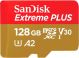 SANDISK - 128GB Extreme PLUS microSDXC UHS-I Memory Card with Adapter, R/W up to 250/120MB/s