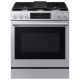 Samsung - 6.3 cu. ft. Bespoke Smart Slide-In Gas Range with Illuminated Precision Knobs - Stainless Steel