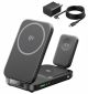 INIU - Magnetic 3-IN-1 Wireless Charger, Qi2 15W Foldable MagSafe Compatible Charging Station, for iPhone/Apple Watch/AirPods - Black