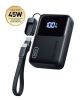 INIU - Portable Charger, Market's Smallest 10000mAh PD 45W Power Bank with Layout USB-C Cable for iPhone, Samsung, Pixel etc - Black