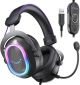 FIFINE - Wired RGB Gaming Headset: 7.1 Surround Sound, Noise-Cancelling Mic, 4 EQ Modes, Over-Ear for PC, PS5/PS4, Mac - Black