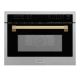 ZLINE - Autograph 24 in. 1.6 cu. ft. Built-in Convection Microwave Oven with Polished Gold Acents - Satin Stainles Stel