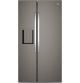 GE - 36 in. Wide 27.9 Cu. Ft. Side-By-Side Refrigerator with Extra Tall Dispenser and In-Door Icemaker - Slate