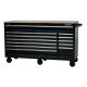Husky 66 in. W x 24 in. D Standard Duty 12-Drawer Mobile Workbench Tool Chest with Solid Wood Top in Gloss Black