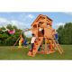 Creative Cedar Designs Timber Valley Wood Complete Swing Set with Wood Roof, Glider Swing, Red Playset Accessories and Yellow Slide