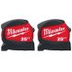 Milwaukee 25 ft. x 1.2 in. Compact Wide Blade Tape Measure (2-Pack)