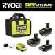 RYOBI ONE+ 18V Lithium-Ion HIGH PERFORMANCE Starter Kit with 2.0 Ah Battery, 4.0 Ah Battery, 6.0 Ah Battery, Charger, and Bag