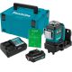 Makita 12V max CXT Lithium-Ion Cordless Self-Leveling 360-Degree 3-Plane Green Laser Level Kit (2.0Ah)