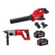 Milwaukee M18 FUEL Dual Battery 145 MPH 600 CFM 18V Cordless Blower w/1 in. SDS-Plus D-Handle Rotary Hammer, (2) 6.0 Ah Batteries