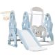 Baby Blue Freestanding Indoor, Outdoor 3 in 1 Toddler Slide and Swing Set with Basketball Hoops