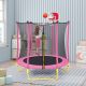 TIRAMISUBEST T-Adventurer 5.5 ft. Trampoline for Kids Mini Toddler Trampoline with Enclosure, Basketball Hoop and Ball Included