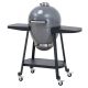 Sunjoy Portable 20 in. Outdoor Charcoal Egg Grill Grey Kamado Grill with Pizza Plate Ultimate BBQ Grill and Smoker with Wheels