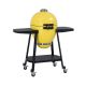 Sunjoy Portable 20 in. Outdoor Charcoal Egg Grill in Yellow Kamado Grill with Pizza Plate BBQ Grill and Smoker with Wheels