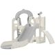 5 in 1 Gray Kids Slide and Swing Set, Playground Climber Slide Playset with Telescope