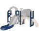 Blue 8 in 1 Toddler Freestanding Slide Set with Basketball Hoops for Babies Indoor and Outdoor