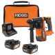 RIDGID 18V Brushless Cordless¬† 1 in. SDS Plus Rotary Hammer with 18V (2)¬† 4.0 Ah Batteries and Charger Kit
