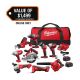 Milwaukee M18 18-Volt Lithium-Ion Cordless Combo Kit (9-Tool) with (2) Batteries, Charger, and Tool Bag
