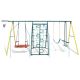 Green 5-in-1 Indoor/Outdoor Metal Swing Play Set with Safety Belt for Backyard