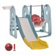 4-In-1 Blue Toddler Freestanding Kids Climber Slide Playset with Adjustable Seat Height and Basketball Hoop