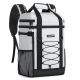 Angel Sar 35 qt. Black and White Food and Beverage Soft-Side Cooler Backpack with Padded Top Handle, Mesh Pocket for Camping BBQ