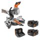 RIDGID 18V Miter Saw with Kit with (2) 4.0 Ah MAX Output Batteries and Charger with 18V Brushless Sliding Miter Saw