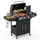 ROVSUN 4-Burner Propane Grill with Side Burner, 46,000BTU BBQ Grills with Enameled Cast Iron Grates and Built-In Thermometer