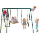 Multi-Colored Indoor, Outdoor Metal Swing Set with Safety Belt