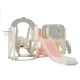 Pink 10-in-1 Indoor, Outdoor Kids Slide Playset Structure with Basketball Hoop, Arch Tunnel and Telescope