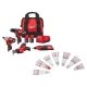 Milwaukee M12 12V Li-Ion Cordless 4-Tool Combo Kit w (2) Compact 1.5Ah Batteries, Charger with Reciprocating Saw Blade Set (32-Pc)