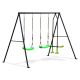 Multicolor 3-Seat Outdoor Swing Sets with Glider, 2-Blet Swings